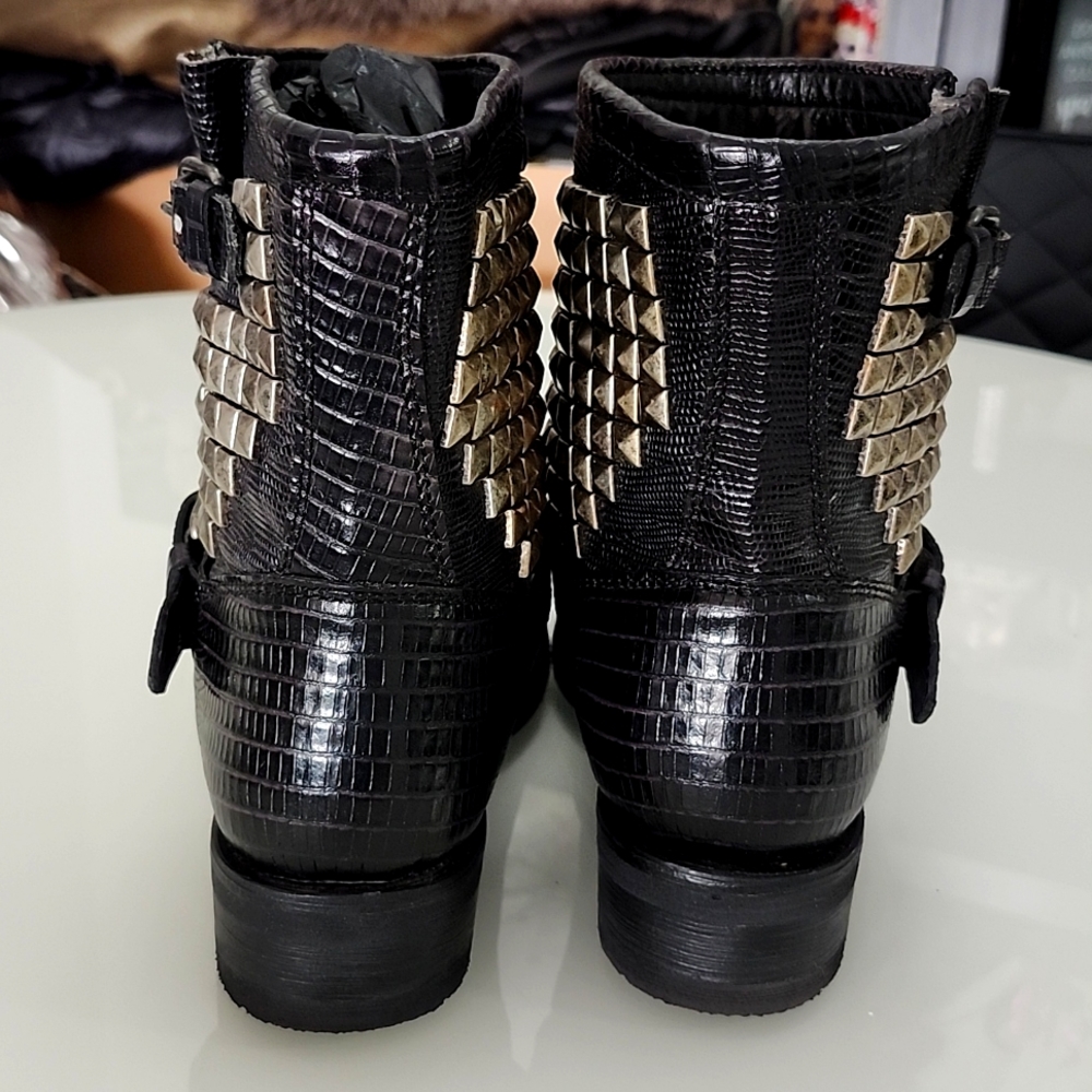 Ash studded reptile texture moto boots - Picture 3 of 8